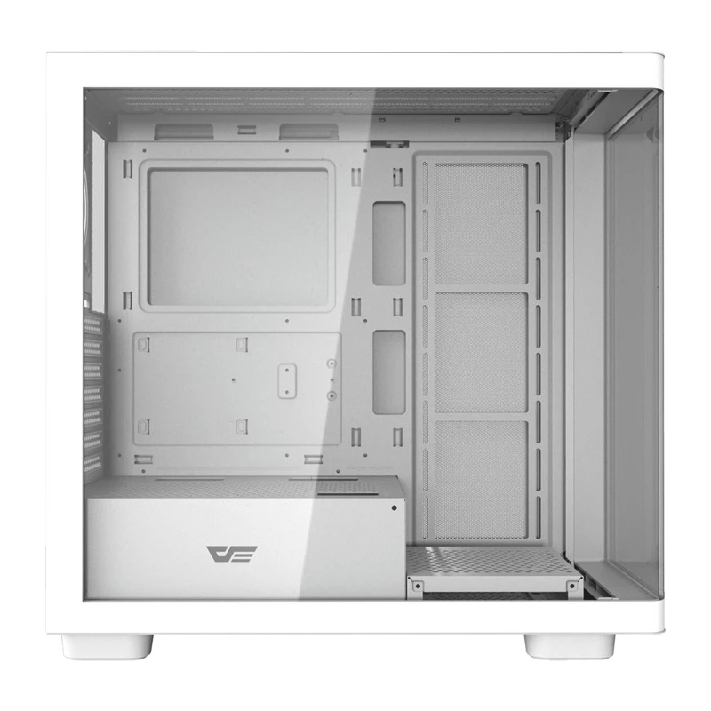 Computer case DarkFlash DS900G White — mid-tower, tempered glass, no fans
