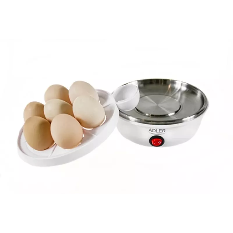 Egg cooker Adler AD 4459 — 7-egg capacity, 450 W, white, button control, ready alarm