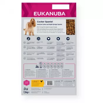 Dry Dog Food EUKANUBA Breed Specific Cocker Spaniel 7.5 kg — Chicken, Adult, Skin & Coat, Cardiac Support