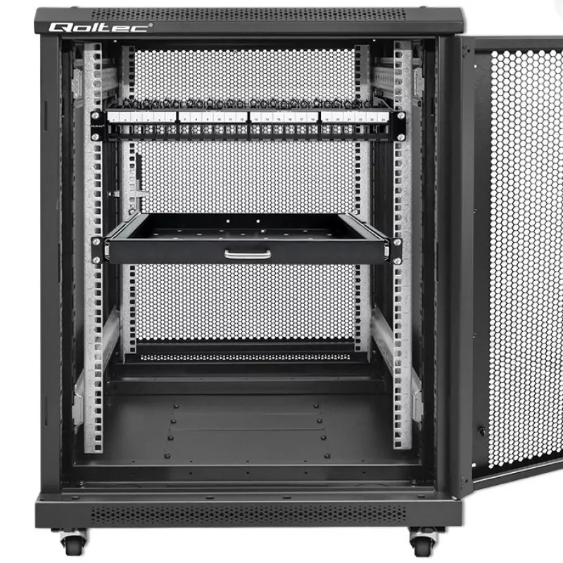 Qoltec 54516 19-inch Rack Patch Panel, 24 Ports, 1U, UTP, Black