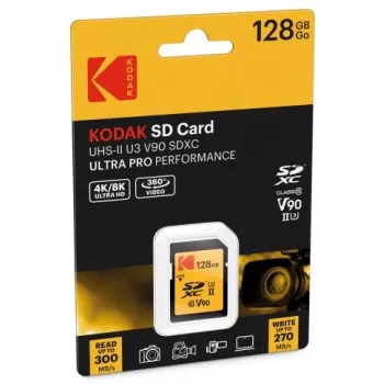 Memory card Kodak EKMSD128GUHS2V2K SDXC UHS-II 128 GB, Read 300 MB/s, Write 270 MB/s, U3 V90, Class 10
