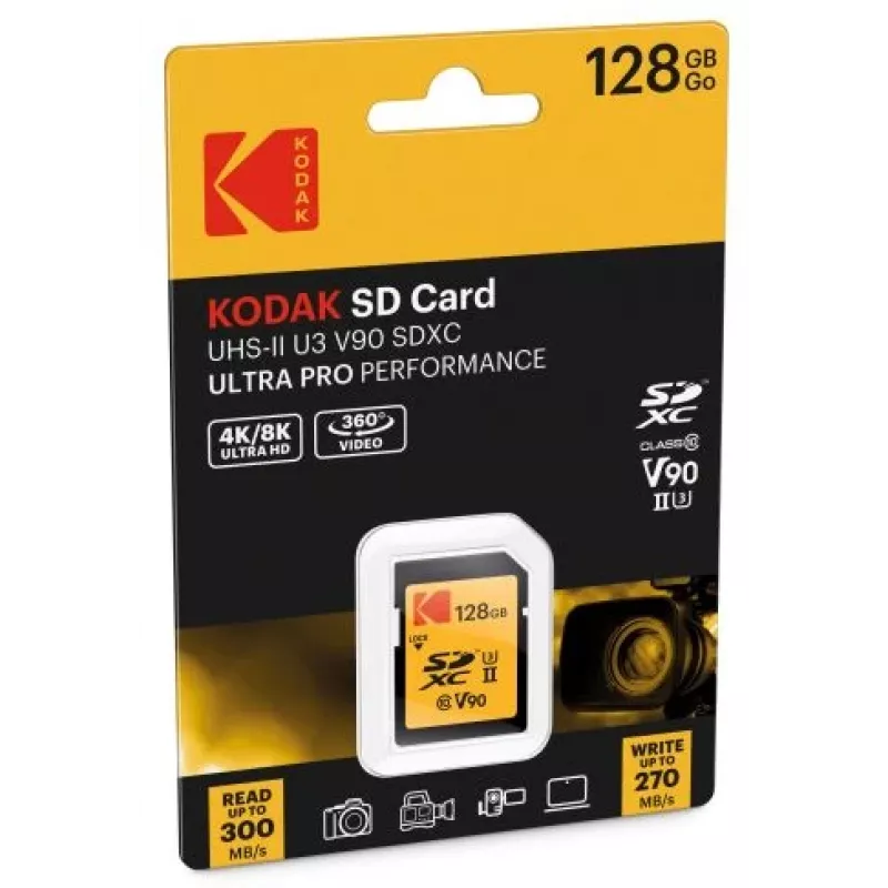 Memory card Kodak EKMSD128GUHS2V2K SDXC UHS-II 128 GB, Read 300 MB/s, Write 270 MB/s, U3 V90, Class 10