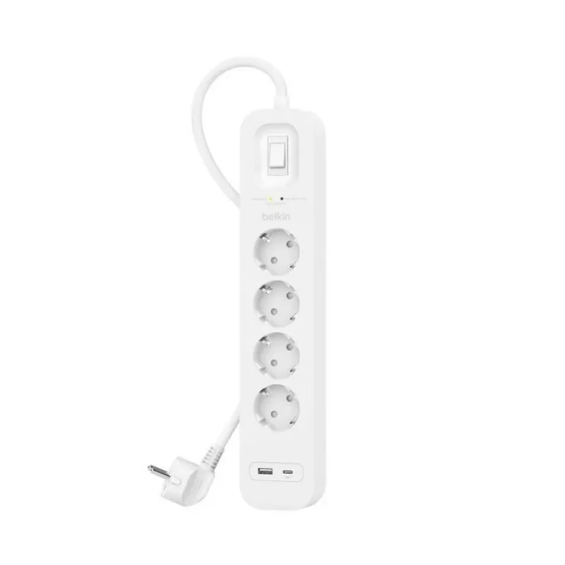 Surge Protector Belkin SRB001VF2M-V2 — 4 outlets, USB-C and USB-A ports, 2 m cable