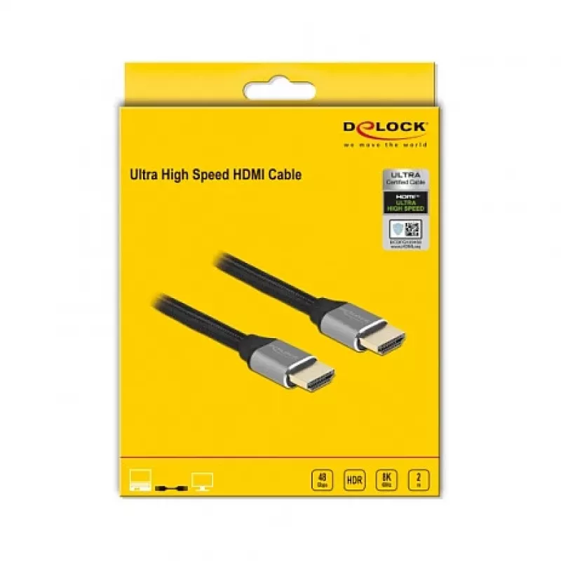 DELOCK Ultra High Speed HDMI Cable 48 Gbps 8K 60Hz Grey 2m Certified