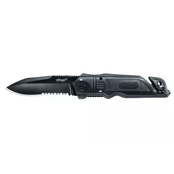 Combat/Tactical Knife Walther 5.0728 — Spear Point, Stainless Steel Blade 9.5 cm, Overall Length 22.3 cm, Black