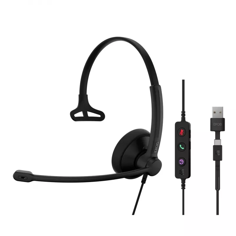 Headset EPOS IMPACT 100 MS Mono USB-C+A Wired Lightweight 51g