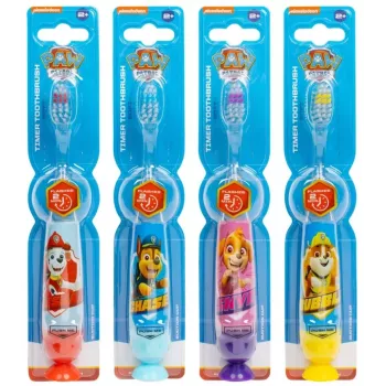 Children's Paw Patrol flashing toothbrush set with suction cap, 4 pcs, assorted colors