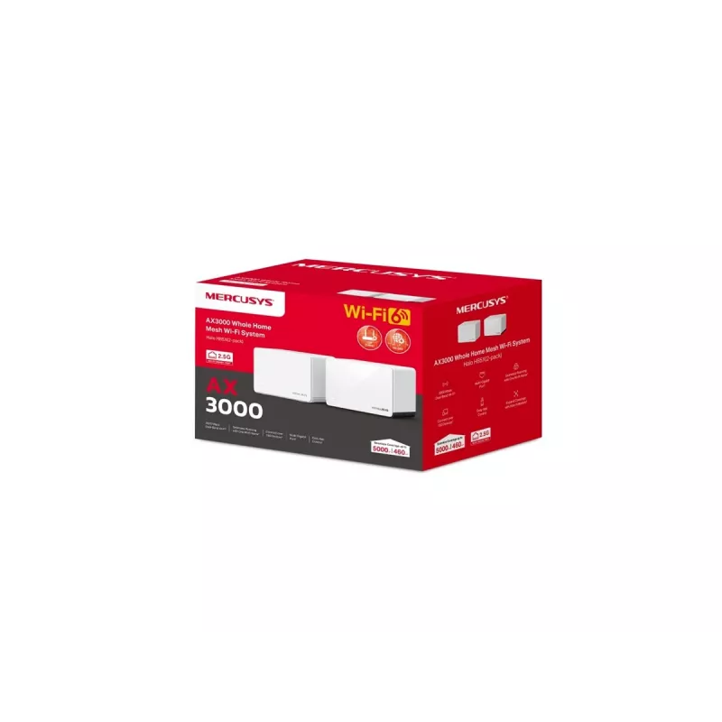 Wireless Router MERCUSYS Halo H85X 2‑pack Dual Band Wi‑Fi 6 up to 3000 Mbps mesh system