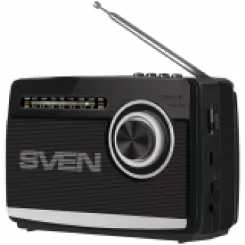 Speaker SVEN SRP-155, black (3W, Bluetooth, FM/AM/SW, USB, microSD, flashlight, battery)