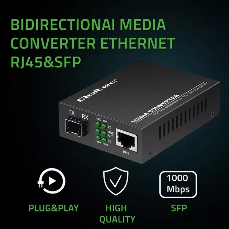 Media Converter SWITCH Ethernet 1x RJ45 1x SFP