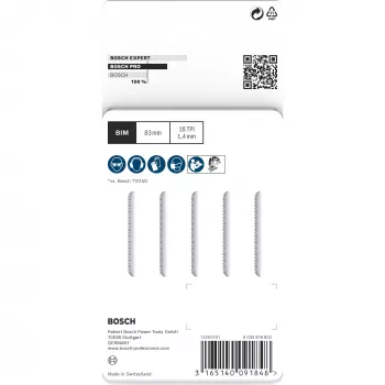 Jigsaw blade Bosch T 101 AOF Bimetal 8.3 cm 5 pcs
