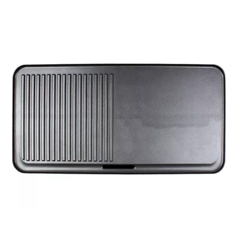 Electric Table Grill Rommelsbacher BBQ 2003 — 1900 W, 50×25 cm, ribbed + Teppanyaki, adjustable thermostat, silver/black