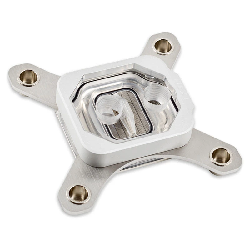 Water block Aqua-Computer 21801 — acrylic/aluminium/nickel, 98×98×22 mm