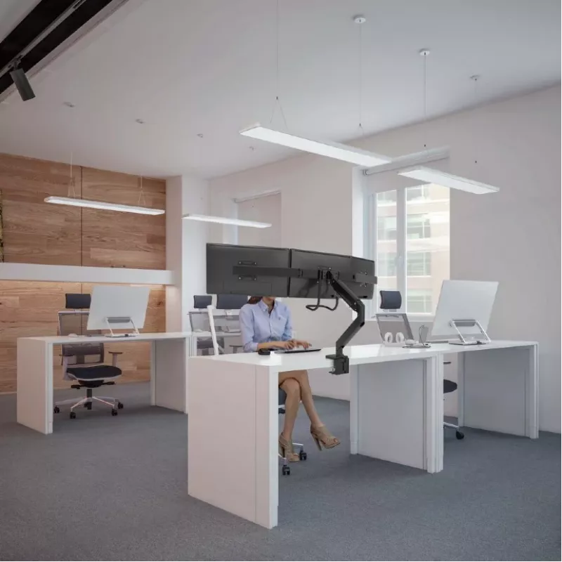 Desk monitor mount GEMBIRD MA-DA3-03, 3-arm, gas spring, VESA 75–100x100, supports 3 displays up to 27 inch, max 18 kg, black
