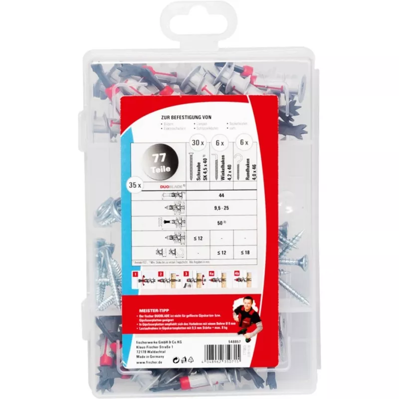 Fischer DUOBLADE 77 master box drywall anchor assortment