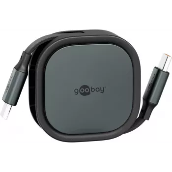 Wentronic goobay Self-Retracting USB-C Cable black/si 15W in Rugged Enclosure - Cable - Digital/Data (77424)