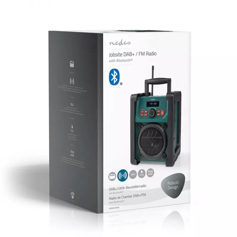 Radio Nedis RDDB3100GN 15W Bluetooth IP65 Black/Green