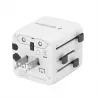 Universal travel power adapter GEMBIRD TPA-INT-01-W — input 100–250V, Type G plug, compact dimensions 84×56×85 mm