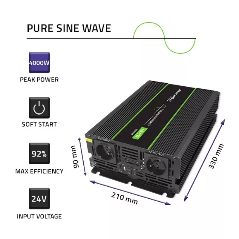 Qoltec Monolith power adapter/inverter Auto 4000 W Black