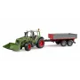 Toy tractor BRUDER Fendt Vario 211 with front loader and side trailer