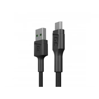 USB 2.0 cable Green Cell KABGC23, USB A to Micro-USB B, 0.3 m, black