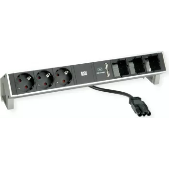 Desk2 3Schuko 3ABD USB Charger Stainless Steel (902.449)
