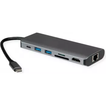 Docking Station ROLINE 12021123 USB 3.2 Gen 1 Type-C Grey Ethernet 1000 Mbit/s