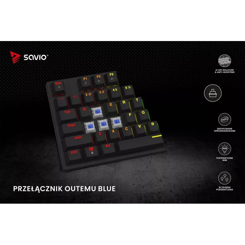 Mechanical Keyboard RGB Tempest X2 Outemu Blue Savio Savgk-tempest X2 Bl