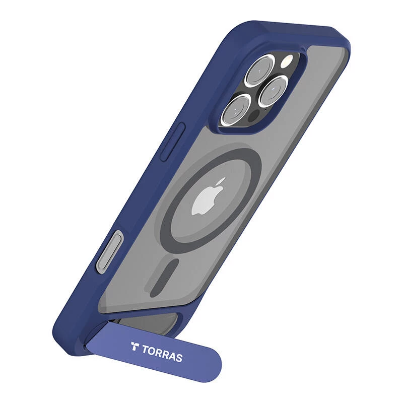 Phone case Torras Pstand Series for iPhone 16 Pro — Blue slim lightweight protective cover