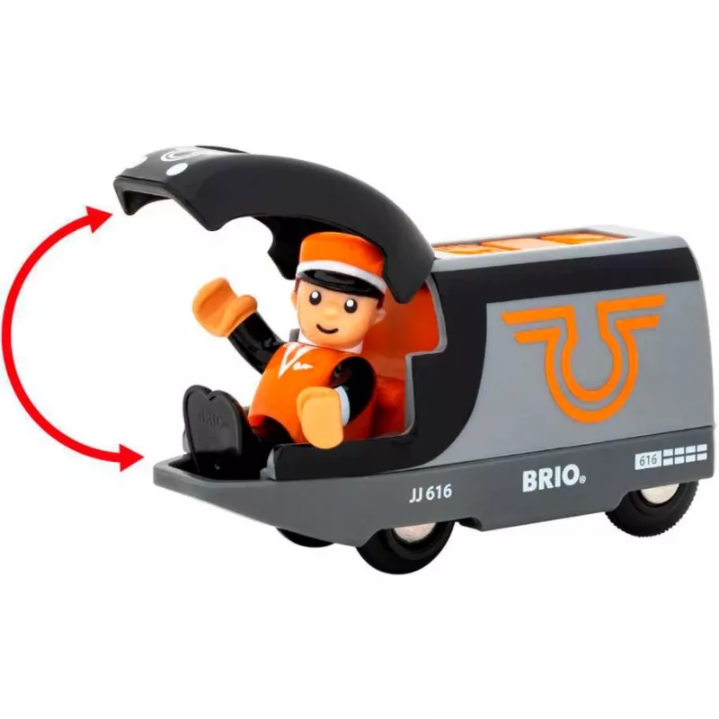 Passenger train BRIO 63604700 orange-black, wooden toy train set, compatible BRIO tracks
