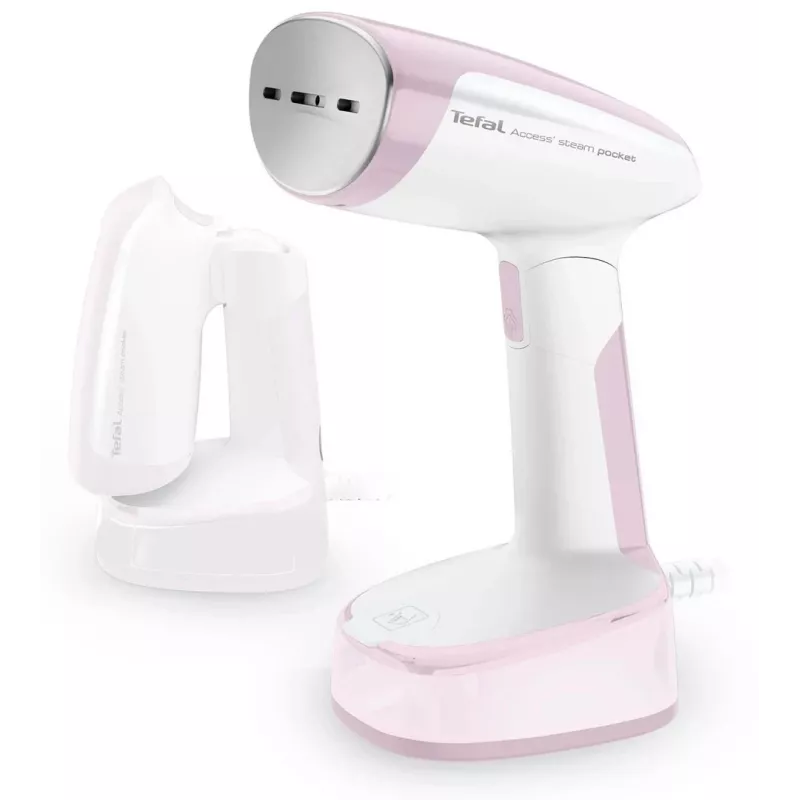 Handheld garment steamer Tefal DT3050, 1300 W, 20 g/min steam, 0.12 L tank, 2.6 m cord, pink