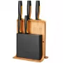Slot knife block Fiskars 1057552 — wooden rectangular knife block with 5 slots, stainless steel, max knife length 21.3 cm