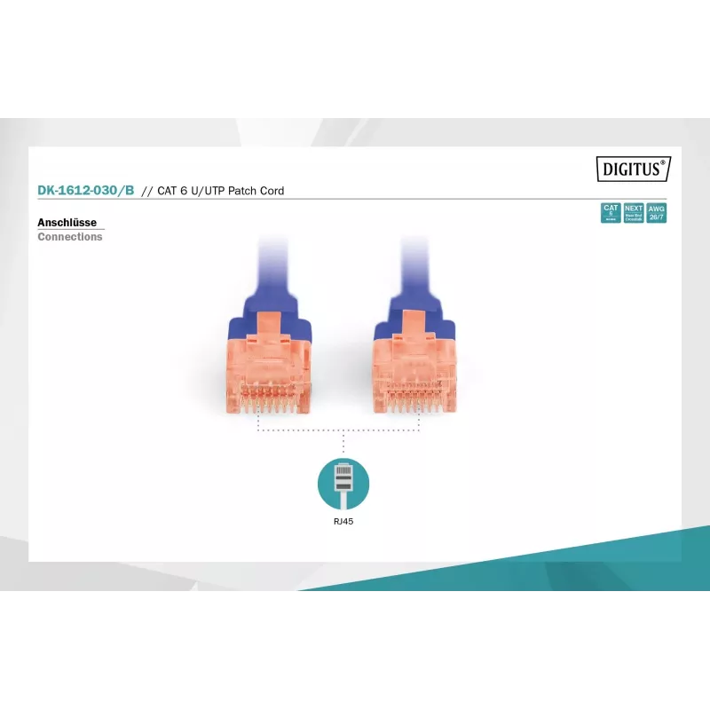 Digitus DK-1612-030/B RJ45 Network Cable Patch Cable CAT 6 U/UTP B
