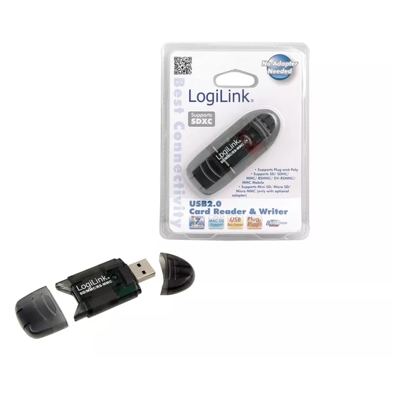 Card reader LOGILINK CR0007 USB 2.0 for SD/MMC, black, up to 480 Mbit/s