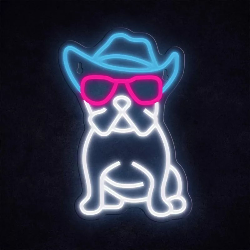 Neon Lights MANTA SNL114MT Bulldog with Glasses neon sign