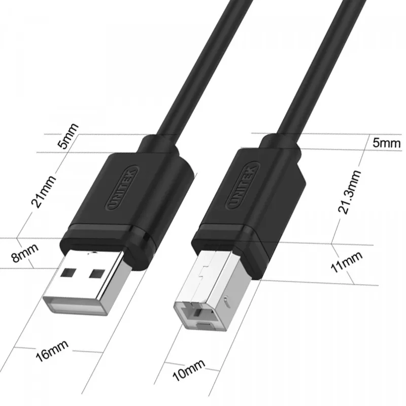 USB 2.0 cable Unitek Y-C420GBK, USB A to USB B, 3 m, black