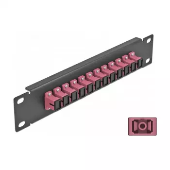 Fiber Optic Patch Panel DeLOCK 10 inch 12 Port SC Simplex Violet 1U Black