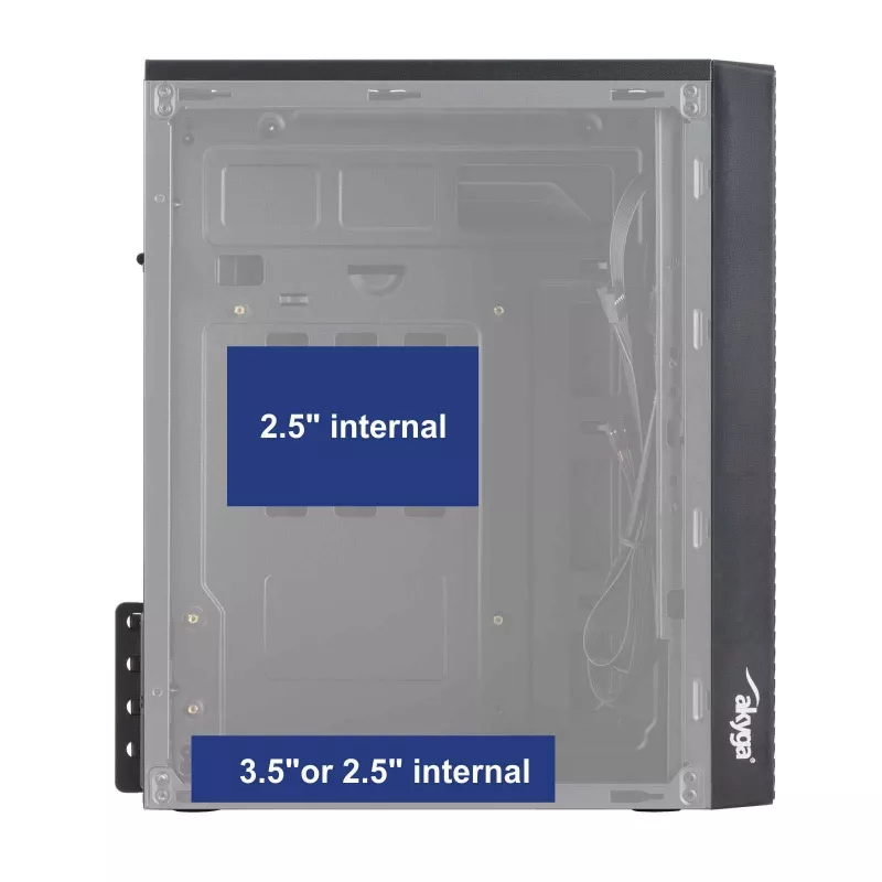 Akyga AK35BK Micro ATX Computer Case, Micro ATX / Flex ATX / Mini ITX, 2x USB 2.0, without PSU, Black