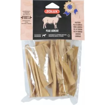 Dog treats ZOLUX Lambskin 200 g — natural lambskin chews for adult dogs, grain-free, gluten-free