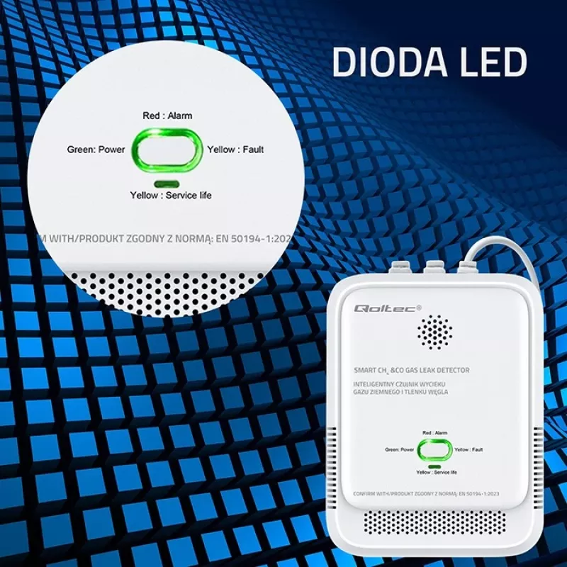 Gas leak and carbon monoxide detector LED