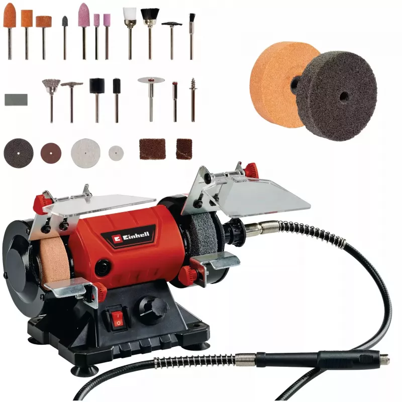 Bench Grinder TC-XG 75 Kit (Red/black, 150 Watt, comprehensive accessory kit for polishing and grinding work)
