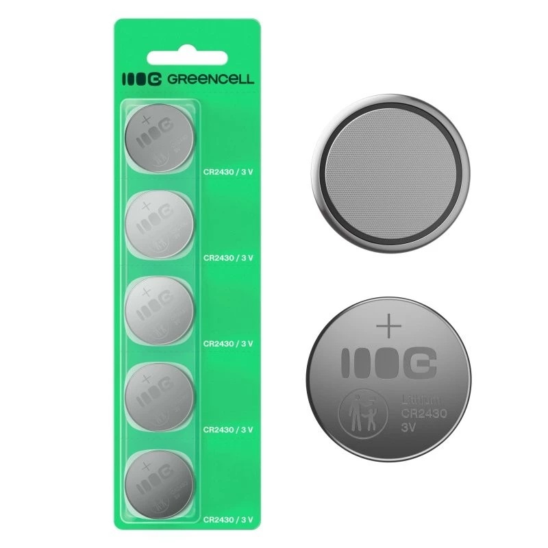 Coin Cell Battery Green Cell CR2430 3V — 5-pack