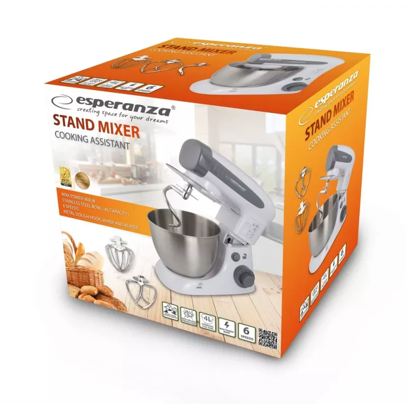 Esperanza EKM024 Cooking Assistant Stand Mixer, 800 W, 4 L