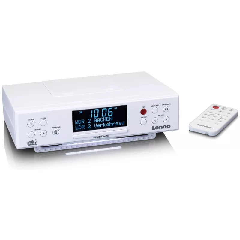 Lenco KCR-190WH Under-Cabinet Kitchen Radio with PLL FM, DAB+ and Bluetooth, White