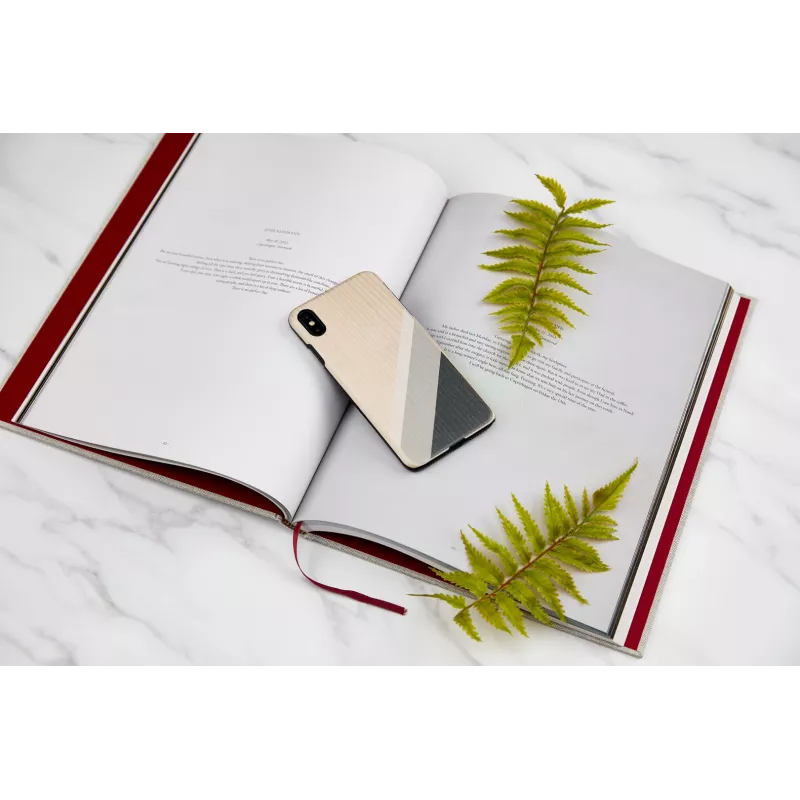 Phone case man and wood for iPhone XS Max — gray suit, black