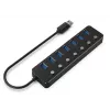USB hub Gembird UHB-U3P7P-01, 7-port USB 3.2 Gen 1 (Type-A), 0.24 m cable, black