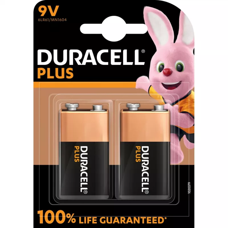 Battery Duracell Plus 9V (MN1604) — 2 Pack, 0.102 kg total weight
