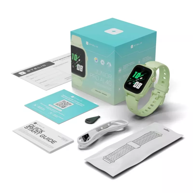 Smartwatch Stelio Junior Pro AI 4G ST-SWJ102-PCH — pistachio color