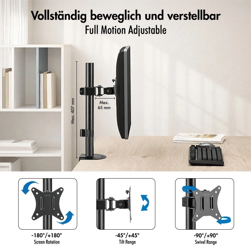 Monitor mount 17-32, 9 kg max., black