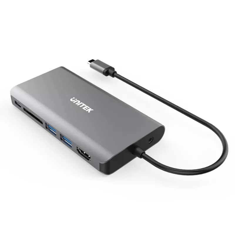 UNITEK uHUB O8+ Wired USB 3.2 Gen 1 Type-C Grey 100W Power Delivery